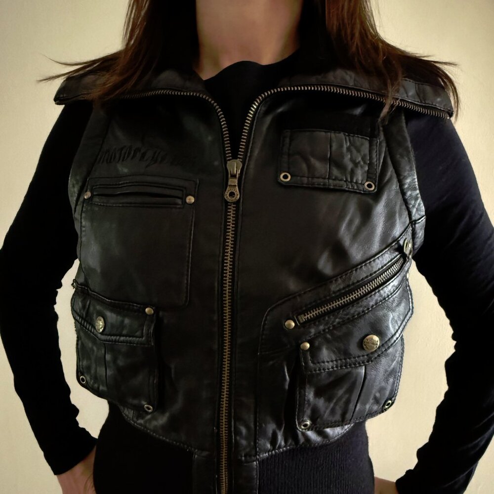 Harley Davidson Genuine Leather Vest Women Medium - Picture 9 of 11